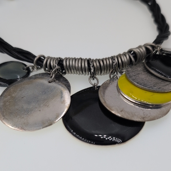 Chico's Modern Black and Yellow Necklace with Geometric Pendants - Picture 3 of 6